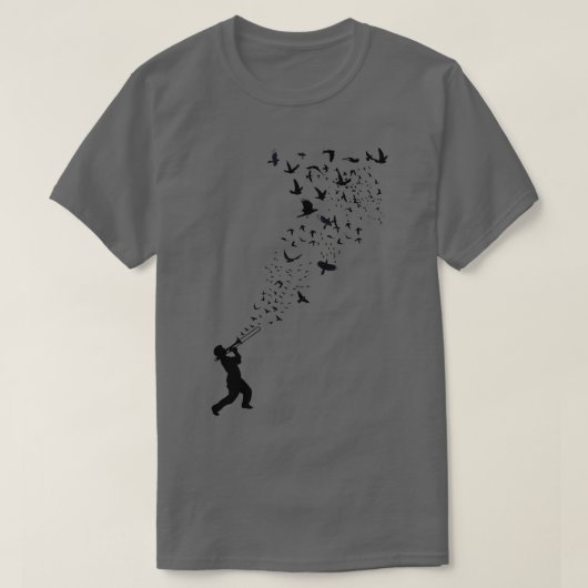 音楽の自由と鳥 Tシャツ (デザイン正面)