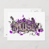 音楽の落書きスタイル記号紫灰色 ポストカード (正面/裏面)