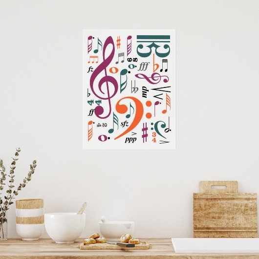 音楽の記号 ポスター (キッチン)