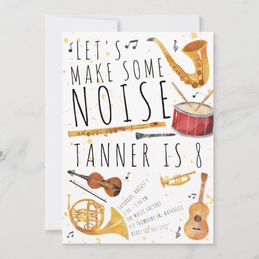 音楽の誕生日パーティーへの招待 (正面)