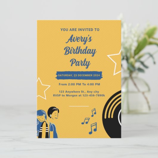 音楽の誕生日パーティーへの招待 招待状 (スタンド正面)