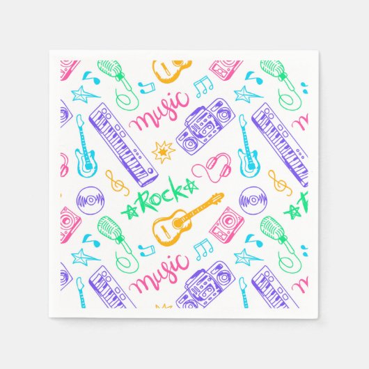 音楽の誕生日パーティー スタンダードカクテルナプキン (正面)
