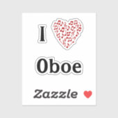 音楽の赤いハート オーボエ ラブ ミュージック ノーツ ビニール シール (シート)