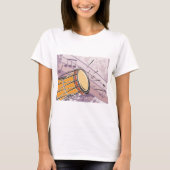 音楽の音符が描かれた伝統的なボンゴドラム Tシャツ (正面)