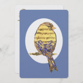 音楽の音符と鳥のテーマ 引退 カスタム招待 招待状 (正面/裏面)