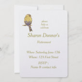 音楽の音符と鳥のテーマ 引退 カスタム招待 招待状 (裏面)