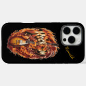 音楽の音符に囲まれた炎のギター Case-Mate iPhoneケース (裏面 (横))