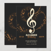 音楽の音符の交響曲 招待状 (正面/裏面)