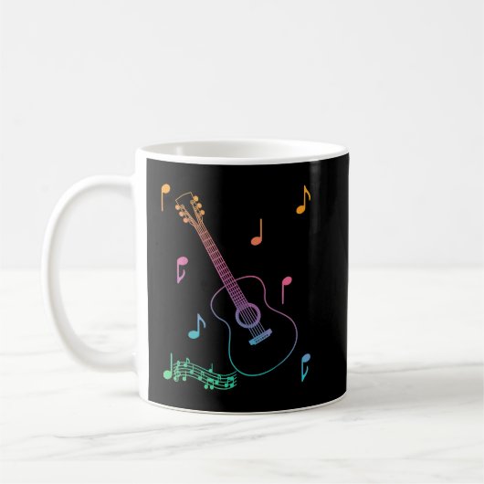 音楽の音符 アコースティックギター コーヒーマグカップ (左)