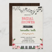 音楽の音符 ウェディングシャワーの招待状 招待状 (正面/裏面)