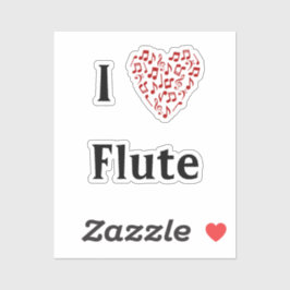 音楽の音符 赤いハート フルート Vinylが好き シール