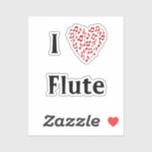 音楽の音符 赤いハート フルート Vinyl シール (シート)