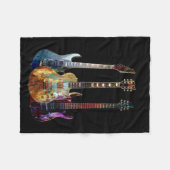 音楽の音。ギタカラフルー フリースブランケット (正面(横))