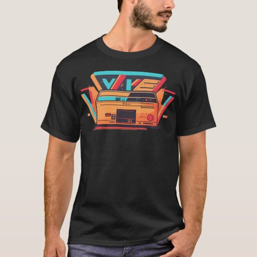 音楽の黄金時代へVHSを巻き戻す友達 Tシャツ (正面)