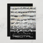 音楽の黒と白の譜面 発表会招待状 招待状 (正面/裏面)