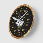 音楽のCircle of Fifths Music 話金ゴールド&ブラック ラウンド壁時計 (傾斜)