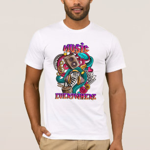 音楽はどこでも落書き Tシャツ