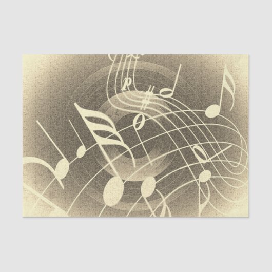 音楽はどこにでもあり、セピア色の音符パターン 薄葉紙 (正面)