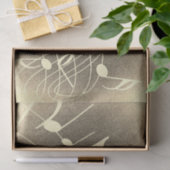 音楽はどこにでもあり、セピア色の音符パターン 薄葉紙 (ギフト)