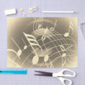 音楽はどこにでもあり、セピア色の音符パターン 薄葉紙 (クラフト)