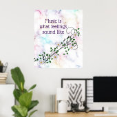 「音楽はどんな感覚に聞こえるか」ノートとデイジー ポスター (ホームオフィス)