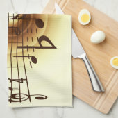 音楽はイラストレーションに注意します キッチンタオル (四つ折り)