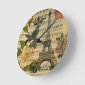 音楽はツバキのフランス人のパリエッフェル塔に注意します ラウンド壁時計 (傾斜)