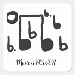 音楽はパワーブラックとホワイトのシール スクエアシール