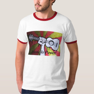 音楽はパワーメンズワイシャツです Tシャツ