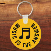 音楽はモノグラムの答おもしろいえカスタムである キーホルダー (正面)
