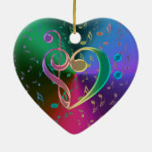 音楽は三重のヘ音記号のハートのオーナメントに注意します セラミックオーナメント (裏面)