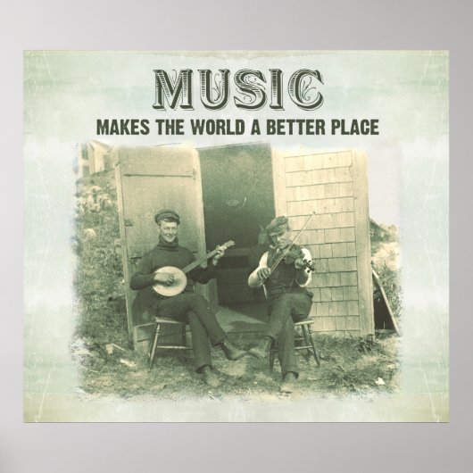 音楽は世界をより良い場所のヴィンテージ写真にする ポスター (正面)