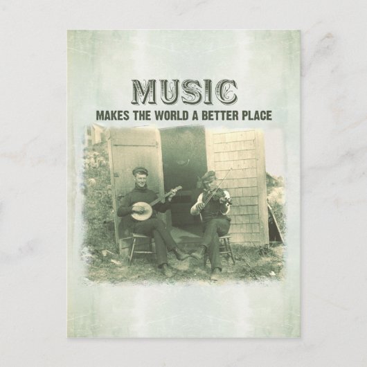 音楽は世界をより良い場所のヴィンテージ写真にする ポストカード (正面)
