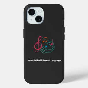 「音楽は世界言語だ」 音楽好き iPhone 15ケース