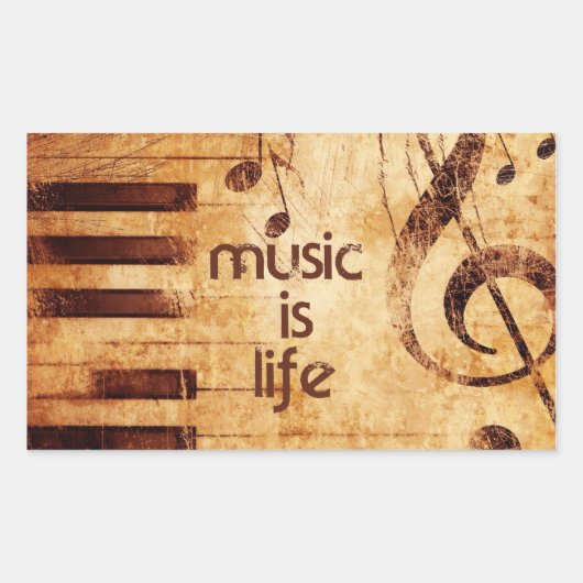 音楽は人生である 長方形シール (正面)