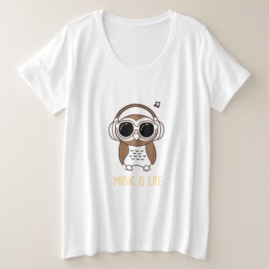 音楽は人生のデザイン プラスサイズTシャツ (デザイン正面)