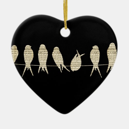 音楽は先生のオフィスの動物の鳥の運命に注意します セラミックオーナメント (正面)