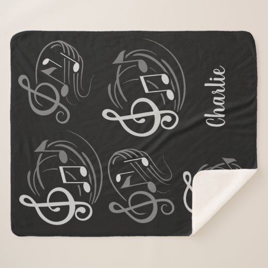 音楽は名前をカスタムするのフリースブランケットに注意します シェルパブランケット (正面(横))