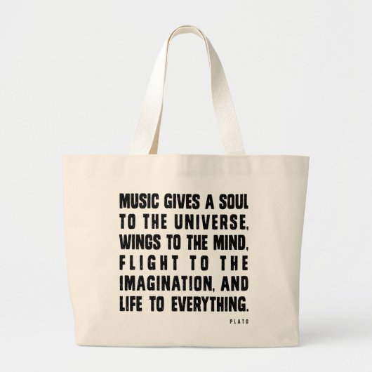音楽は宇宙に精神を与えます ラージトートバッグ (正面)