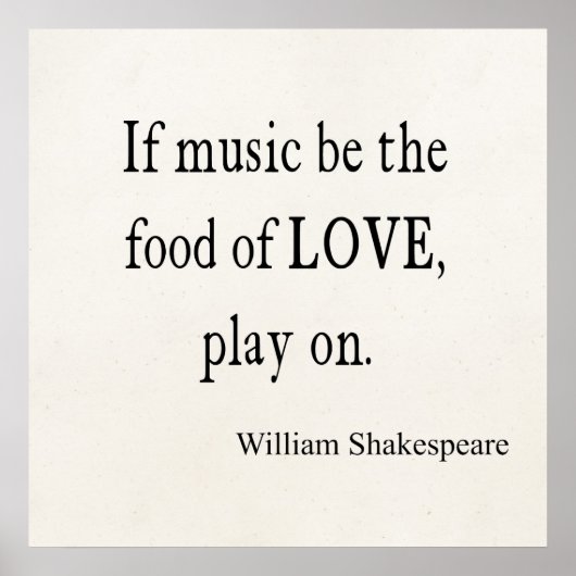 音楽は愛の食べ物になるシェークスピア引用文引用文 ポスター (正面)