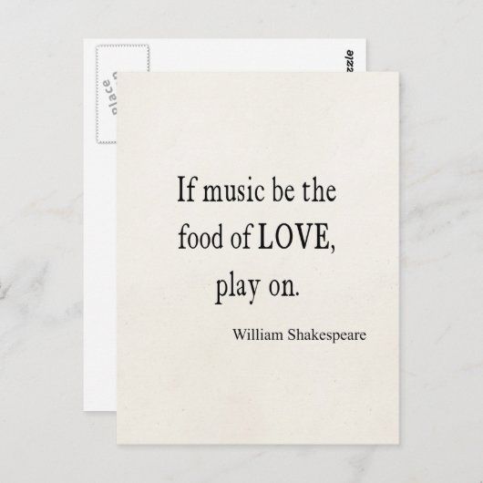音楽は愛の食べ物になるシェークスピア引用文引用文 ポストカード (正面/裏面)