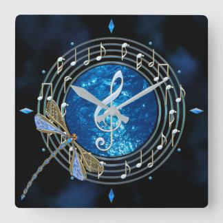 音楽は時計に注意します スクエア壁時計
