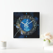 音楽は時計に注意します スクエア壁時計 (ホーム)