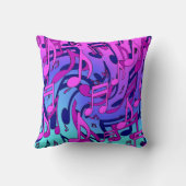 音楽は活発なピンクの青い紫色の水パターンに注意します クッション (裏面)