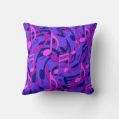 音楽は渦巻形のなピンクの紫色の青いパターンに注意します クッション (裏面)