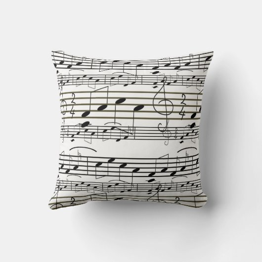 音楽は白黒クレフ、音符記号のノートの楽譜に注意します クッション (裏面)