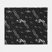 音楽は白黒フリースブランケットに注意します フリースブランケット (正面(横))