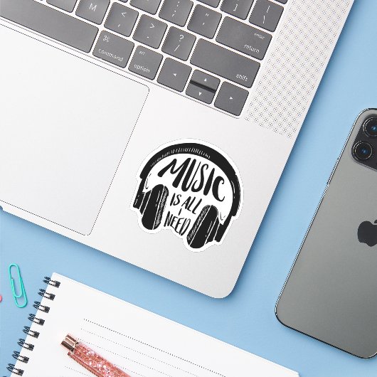 音楽は私が必要とするすべてのもの シール (ノートパソコンとiPhone)