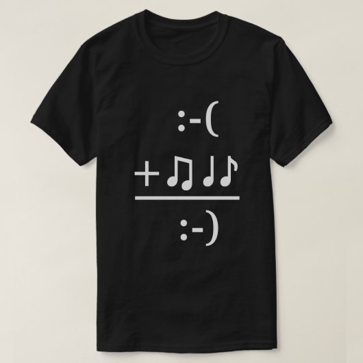 音楽は私に幸せな文字のワイシャツをします Tシャツ (デザイン正面)