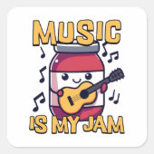 音楽は私のジャムだ!キュートな音楽ギターパン スクエアシール (正面)